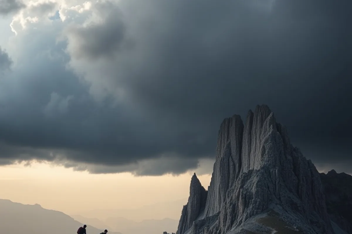 Clouds building over a Dolomites ridge in the early afternoon